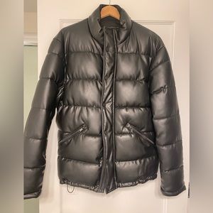 Zara puffer - faux leather- black, super warm, size L